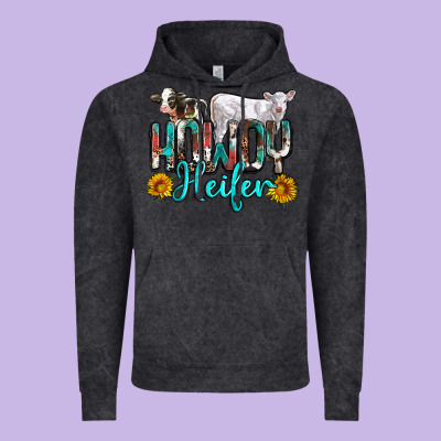 Western Howdy Heifer Vintage Hoodie Designed By Nancycooperartshop