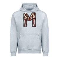 Heather Grey name footballcow print letter m Urban Hoodie - CowhideDigitalArt