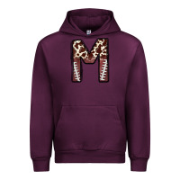 Mauve Wine name footballcow print letter m Urban Hoodie - CowhideDigitalArt