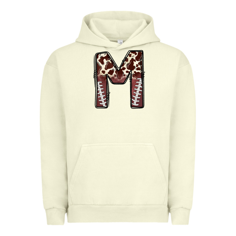 Name Footballcow Print Letter M Urban Hoodie by CowhideDigitalArt | Teevron