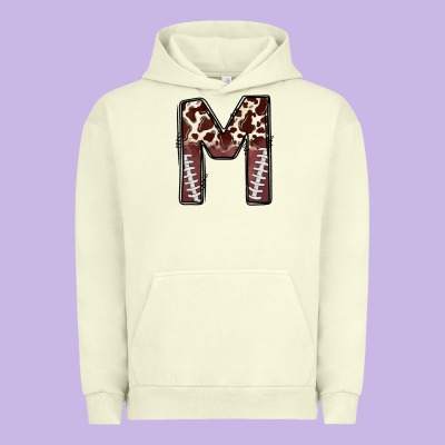 Name Footballcow Print Letter M Urban Hoodie Designed By Cowhidedigitalart