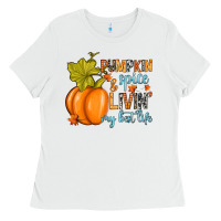 White Pumpkin spice and livin' my best life Ladies Tee - RanaPortraitStore