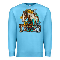 Ocean Blue can't be tamed horse Premium Sweatshirt - OliviaCreatesArt
