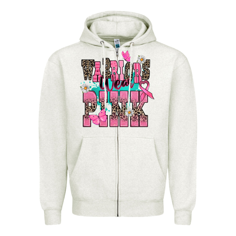 Warriors Wear Pink Cancer Awareness Zipper Hoodie by HowdyJamesFarm | Teevron