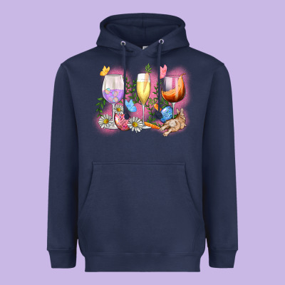 Easter Wine Glasses  Easter Day Heavyweight Hoodie Designed By Cowgirlartshop