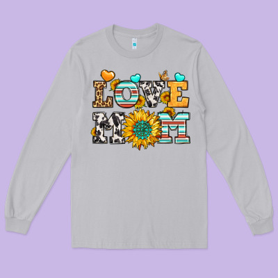 Love Mom Long Sleeve Tee Designed By Lillyallendesigns