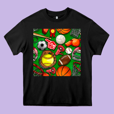 Physical Education Class Seamless Pattern Heavy Core Tee Designed By Bundleandbundleshop