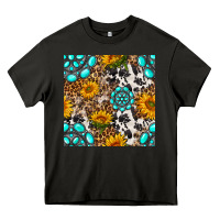 Asphalt western gemstone and sunflower seamless pattern Heavy Core Tee - BundleAndBundleShop
