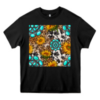 Black western gemstone and sunflower seamless pattern Heavy Core Tee - BundleAndBundleShop