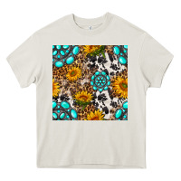 Cream western gemstone and sunflower seamless pattern Heavy Core Tee - BundleAndBundleShop