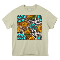 Mossy western gemstone and sunflower seamless pattern Heavy Core Tee - BundleAndBundleShop