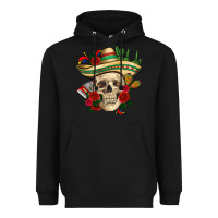 Black Di de los muertos with roses Mexico Heavyweight Hoodie - HowdyJamesFarm