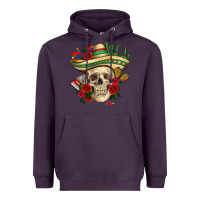 Plum Di de los muertos with roses Mexico Heavyweight Hoodie - HowdyJamesFarm