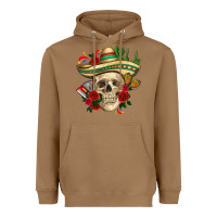 Toasted Coconut Di de los muertos with roses Mexico Heavyweight Hoodie - HowdyJamesFarm