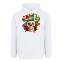 White Di de los muertos with roses Mexico Heavyweight Hoodie - HowdyJamesFarm