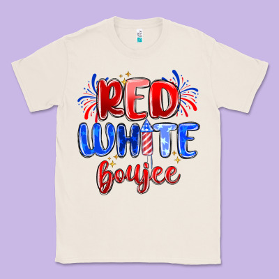 Red White Boujee Classic Tee Designed By Maliassmallbusiness