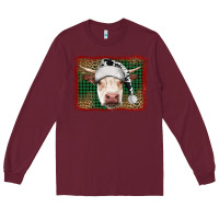Burgundy Merry Christmas Hereford Cow With Background Long Sleeve Tee - RanaPortraitStore