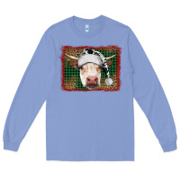 Colony Blue Merry Christmas Hereford Cow With Background Long Sleeve Tee - RanaPortraitStore
