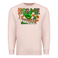 Pale Pink Kiss me i am irish St. Patrick's Day Premium Sweatshirt - CowGirlArtShop