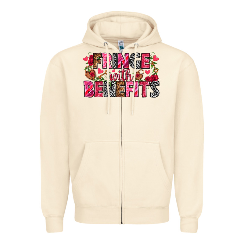 Fringe With Benefits Valentine's Day Zipper Hoodie by HowdyJamesFarm | Teevron