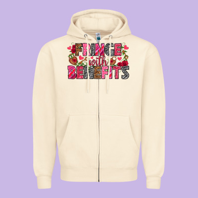 Fringe With Benefits Valentine's Day Zipper Hoodie Designed By Howdyjamesfarm