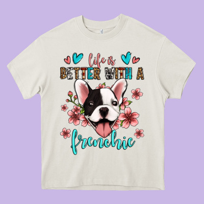 Life Is Better With A Frenchie Heavy Core Tee Designed By Jasminsmagicworld