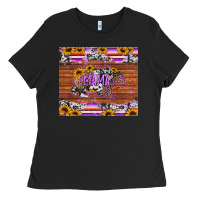 Black mama bear sunflowers purple Ladies Tee - Jasminsmagicworld