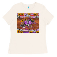 Bone mama bear sunflowers purple Ladies Tee - Jasminsmagicworld