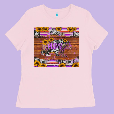 Mama Bear Sunflowers Purple Ladies Tee Designed By Jasminsmagicworld