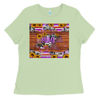Matcha mama bear sunflowers purple Ladies Tee - Jasminsmagicworld