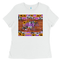 White mama bear sunflowers purple Ladies Tee - Jasminsmagicworld