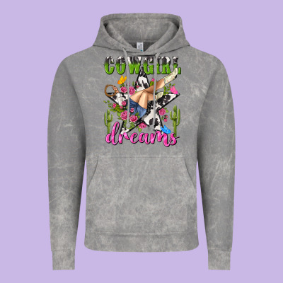 Western Rodeo Cowgirl Dreams Vintage Hoodie Designed By Nancycooperartshop