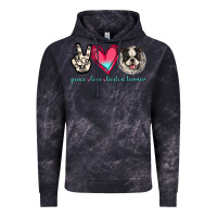 Cloud Black Peace Love Boston Terrier Vintage Hoodie - Jasminsmagicworld