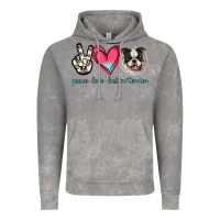 Peace Love Boston Terrier Vintage Hoodie | Teevron