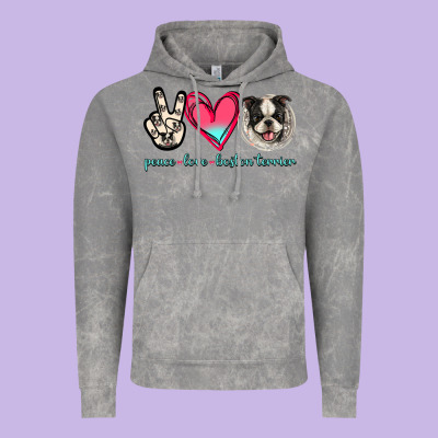 Peace Love Boston Terrier Vintage Hoodie Designed By Jasminsmagicworld