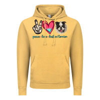 Vintage Mustard Peace Love Boston Terrier Vintage Hoodie - Jasminsmagicworld
