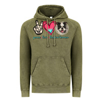 Vintage Olive Peace Love Boston Terrier Vintage Hoodie - Jasminsmagicworld