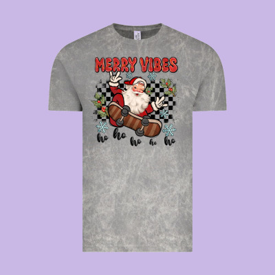 Merry Vibes Ho Ho Ho Vintage Tee Designed By Maliassmallbusiness