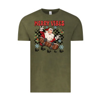 Vintage Olive merry vibes ho ho ho Vintage Tee - MaliasSmallBusiness