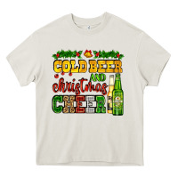 Cream cold beer and christmas cheer with beer bottles Heavy Core Tee - AdoDesignShop