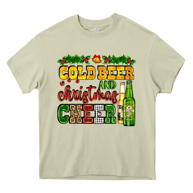 Cold Beer And Christmas Cheer With Beer Bottles Heavy Core Tee by AdoDesignShop | Teevron