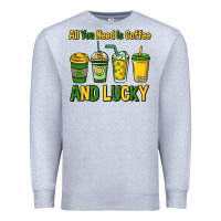 Heather Grey All you need is coffee and lucky St. Patrick's Premium Sweatshirt - HowdyJamesFarm
