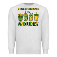 Oatmeal Heather All you need is coffee and lucky St. Patrick's Premium Sweatshirt - HowdyJamesFarm