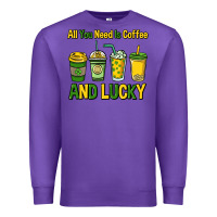 Purple All you need is coffee and lucky St. Patrick's Premium Sweatshirt - HowdyJamesFarm