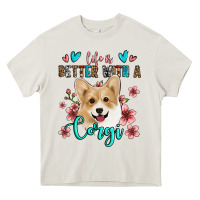 Cream life is better with a corgi Heavy Core Tee - Jasminsmagicworld