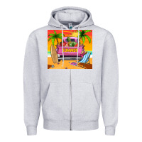Heather Grey summer truck Zipper Hoodie - TumblerDesignByShophia