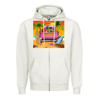 Oatmeal Heather summer truck Zipper Hoodie - TumblerDesignByShophia