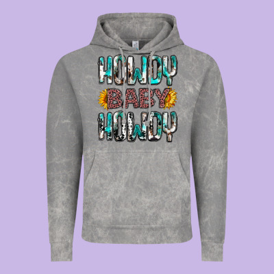 Western Howdy Baby Howdy Vintage Hoodie Designed By Nancycooperartshop