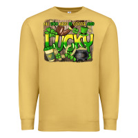Antique Gold All you need is coffee and lucky St. Patrick's Premium Sweatshirt - HowdyJamesFarm