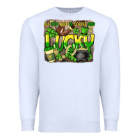 White All you need is coffee and lucky St. Patrick's Premium Sweatshirt - HowdyJamesFarm